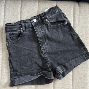 H&M Black Jean Shorts High-Waisted Cuffed Hem